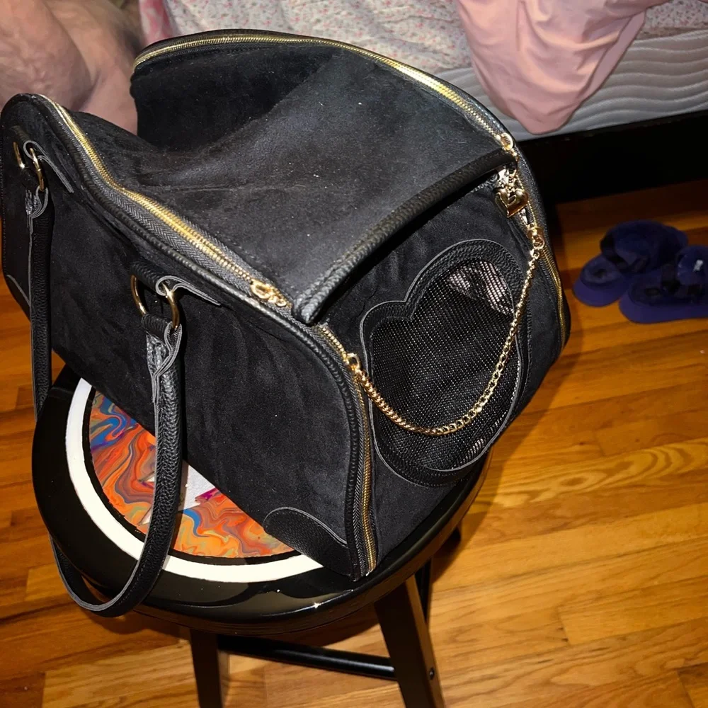 Juicy Couture Black and Gold Dog Carrier Tote